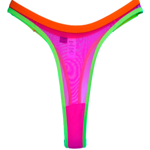 Imagem de Calcinha Asa Delta Plus Size em Tule com Transparencia Pink Neon Com Regulagem